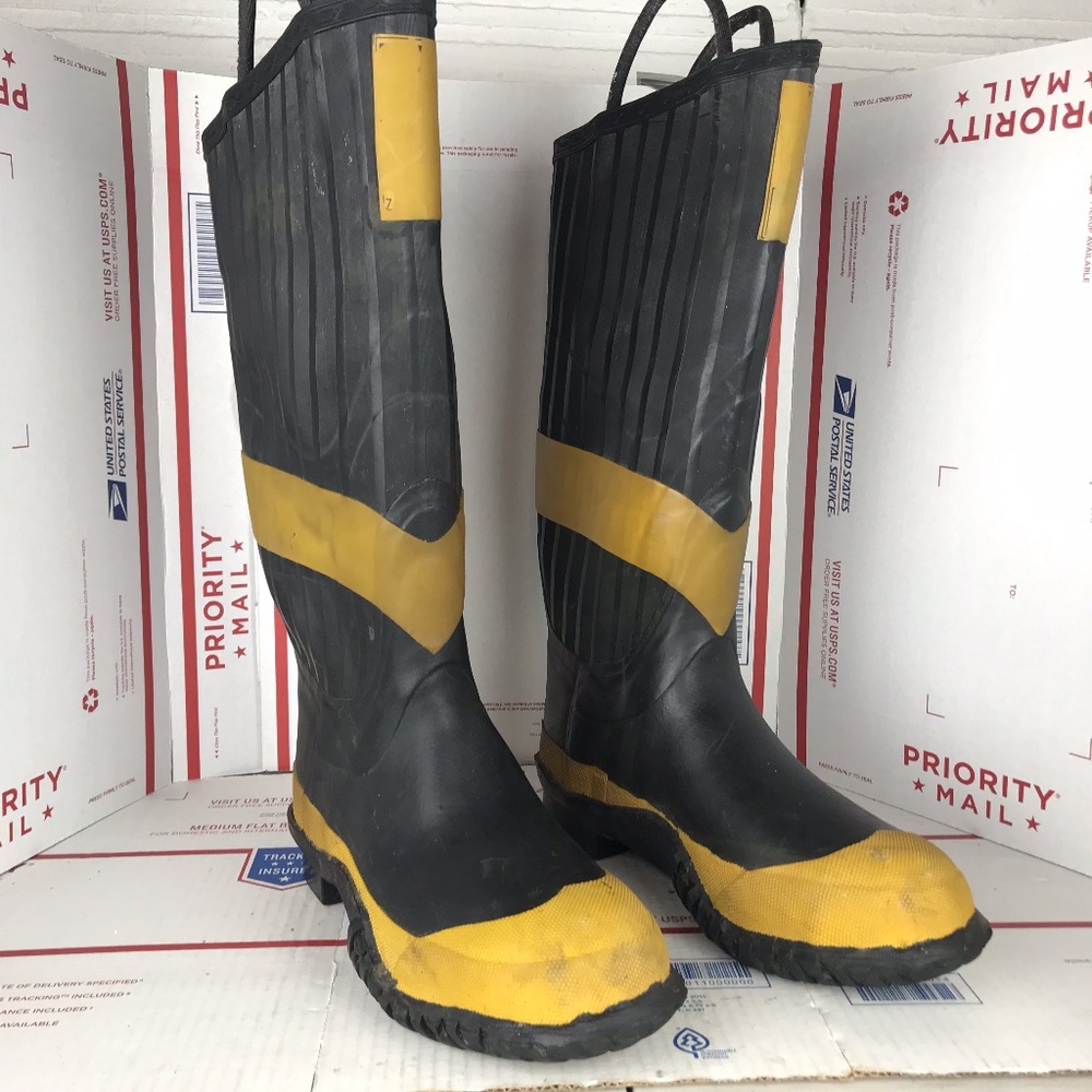 Steel Shank Mens Rubber Tall Fireman Boots Sz 7